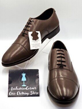 NWT Anthony Veer Men's Brown Leather Essentials Clinton Oxford Shoes Sz13 2675
